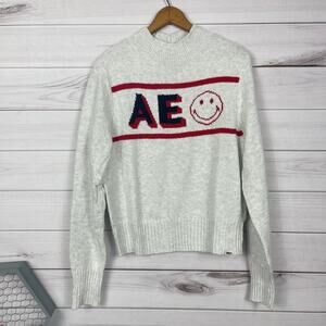 American Eagle Outfitters X Smiley grey “AE” logo crewneck smiley Size Large NEW